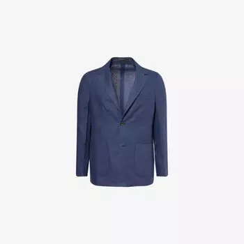 Блейзер Sunspel из льна классического кроя, синий