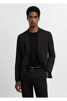 Блейзер супероблегающего кроя из эластичной ткани Mango, черный