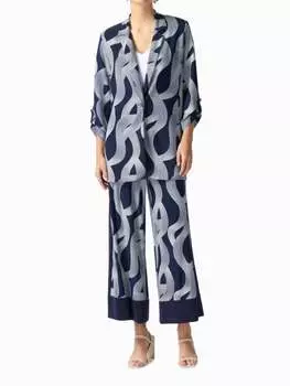 Блейзер свободного кроя с абстрактным принтом в цвете темно-синий/ванильный Joseph Ribkoff