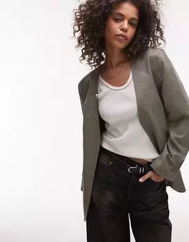 Блейзер Topshop без воротника в серую клетку