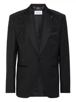 Блейзер, украшенный стразами Philipp Plein, черный
