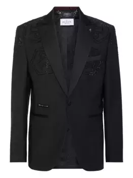 Блейзер, украшенный стразами Philipp Plein, черный
