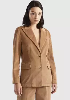 Блейзер United Colors of Benetton с карманами с клапанами, цвет Cognac