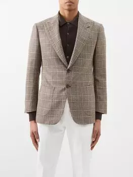 Блейзер в клетку из смесовой шерсти Thom Sweeney, коричневый