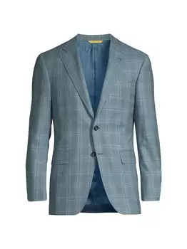 Блейзер в клетку Prince of Wales из смесовой шерсти Canali, зеленый
