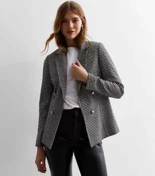 Блейзер в клетку в стиле милитари букле New Look, черный