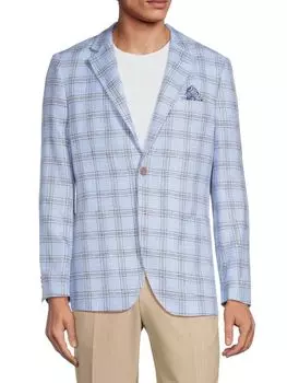 Блейзер в клетку Windowpane Tailorbyrd, цвет Light Blue