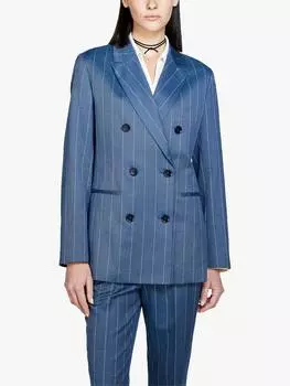 Блейзер в полоску из саржи SISLEY, синий