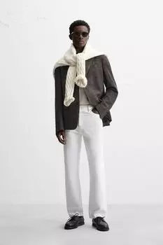 Блейзер в собачью клетку ZARA, цвет Brown-Blue