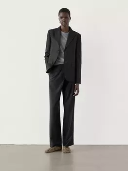 Блейзер в тонкую полоску из 100% шерсти Massimo Dutti, серый