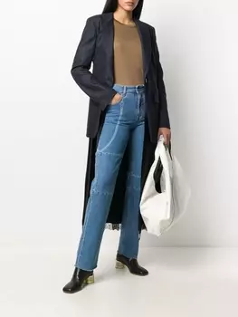 Блейзер в тонкую полоску со вставкой MM6 Maison Margiela, синий