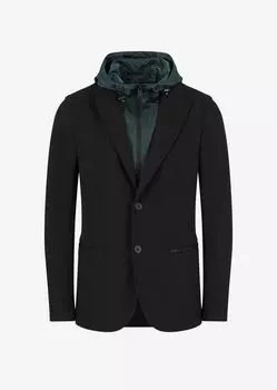 Блейзер-ветровка из хлопкового полиэстера двойного вязания Armani Exchange, черный