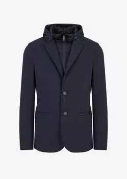 Блейзер-ветровка из хлопкового полиэстера двойного вязания Armani Exchange, синий