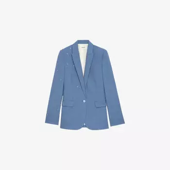 Блейзер Zadig&Voltaire Valse однобортный из эластичной ткани со стразами, голубой
