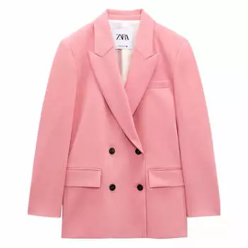 Блейзер Zara Double-breasted Oversized, розовый