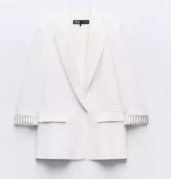 Блейзер Zara Linen Blend Open, белый