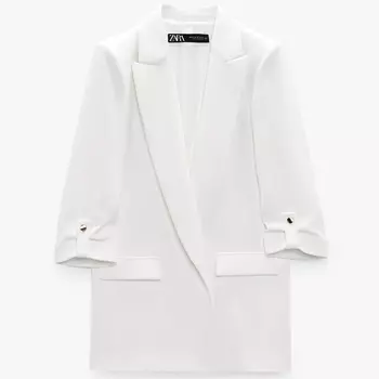 Блейзер Zara Rolled-up Sleeves, белый