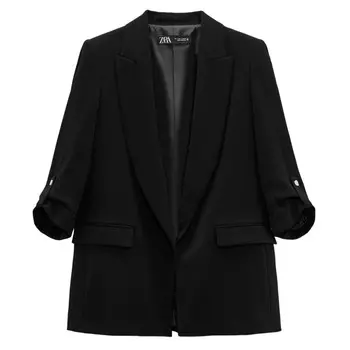 Блейзер Zara Rolled-up Sleeves, черный