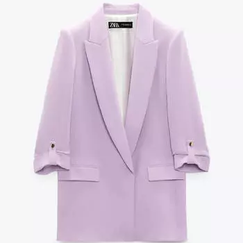 Блейзер Zara Rolled-up Sleeves, фиолетовый