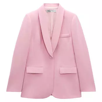 Блейзер Zara With A Tuxedo Collar, бледно-розовый