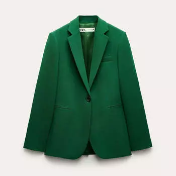 Блейзер Zara ZW Collection Tailored With Button, зеленый