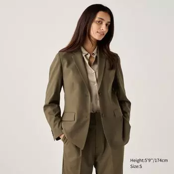 Блейзер-жакет UNIQLO, оливково-зеленый