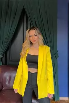 Блейзер - Желтый - Классический крой Trend Alaat Stili