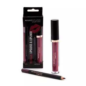 Блеск для губ Brillo de Labios Metlico & Delineador de Labios Magic Studio, Set 2 productos