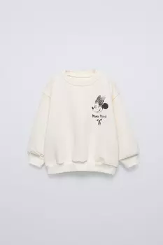 Блестная футболка disney минни маус ZARA, экрю