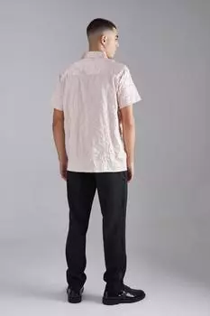 Блестящая атласная рубашка с короткими рукавами boohooMAN, белый