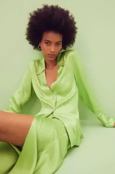 Блестящая блузка H&M, лайм