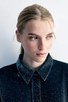 Блестящая блузка H&M, черный