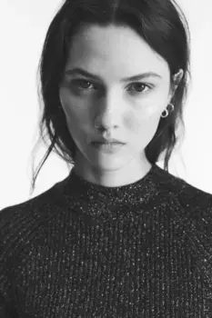 Блестящая блузка с эластичной вязкой H&M, черный