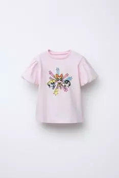 Блестящая футболка supernenas ZARA, цвет Pastel pink