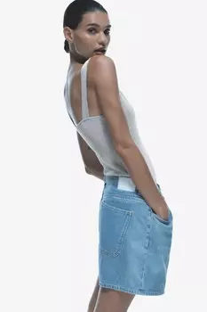 Блестящая футболка ZARA, серебряный