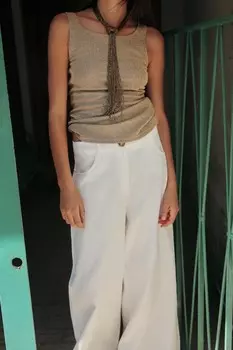 Блестящая футболка ZARA, золотой