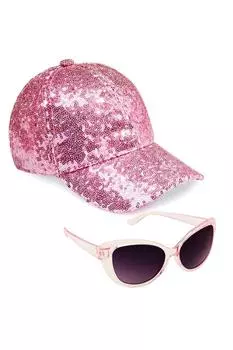 Блестящая кепка с блестками и комплект солнцезащитных очков CityComfort, розовый