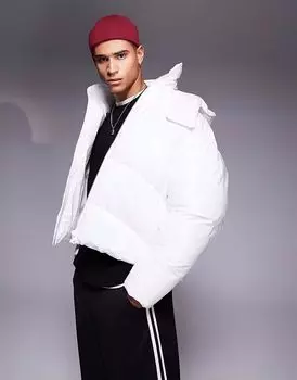 Блестящая куртка-пуховик ASOS DESIGN белого цвета