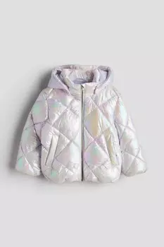Блестящая куртка-пуховик H&M, фиолетовый