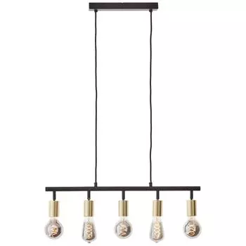 Блестящая лампа Tiffany bar Подвеска 5 лампочек матовый черный/матовое золото золото 5x A60, E27, 28 Вт BRILLIANT