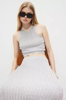 Блестящая майка H&M, серебряный