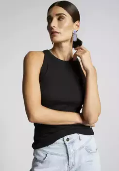 Блестящая майка в рубчик Rich & Royal, черный