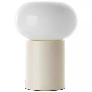 Блестящая настольная лампа «Daeny», 1 лампочка, лампочка E27 | без лампочки, с белым стеклом, 27 х 20 см, Е27, металл Brilliant, бежевый/белый