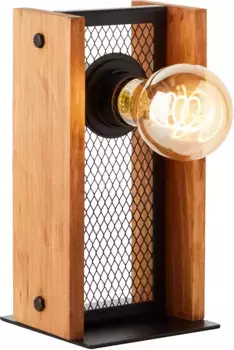 Блестящая настольная лампа "Каландра", 1 лампочка, лампочка Е27 | без лампочки, 24 x 12 x 12 см, E27, металл/дерево, черный/дерево Brilliant Высота: 23,7 см, черный