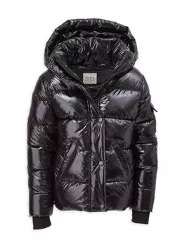 Блестящая прямая куртка-пуховик для девочек S13, цвет Onyx