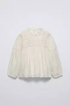 Блестящая романтическая рубашка ZARA, экрю