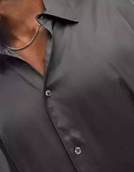 Блестящая рубашка оверсайз Weekday темно-серого цвета