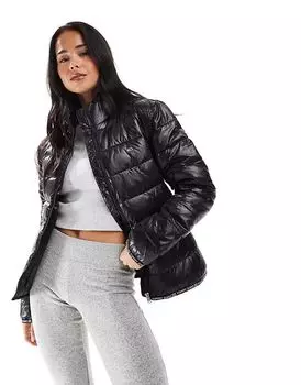 Блестящая стеганая куртка черного цвета Tommy Jeans