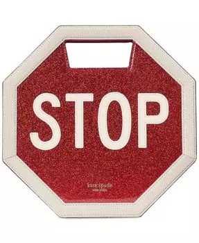 Блестящая сумка через плечо из лакированной кожи со знаком остановки автомобилей Kate Spade New York, мультиколор