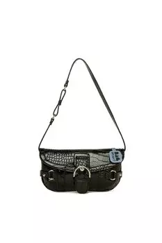 Блестящая сумка из крокодиловой кожи с поясными аксессуарами Bagmori, черный